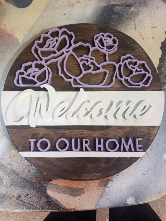 Welcome to our home round sign