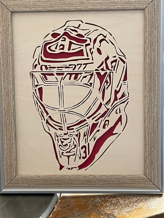 Montreal Canadian hockey helmet portrait